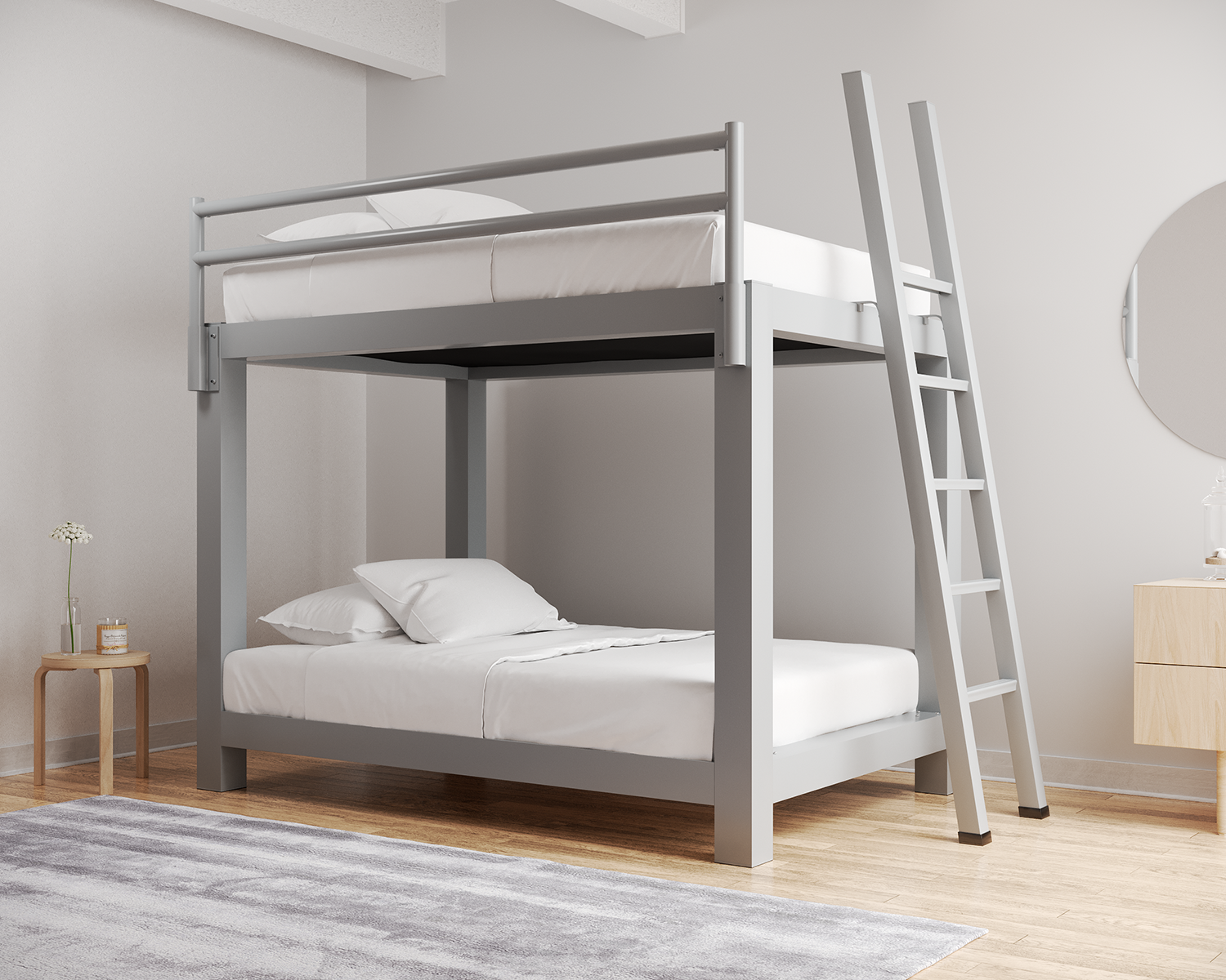 Full Bunk Bed Gray Ladder