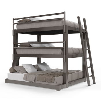 A light bronze Queen Over Queen Over King Triple Bunk Bed for adults
