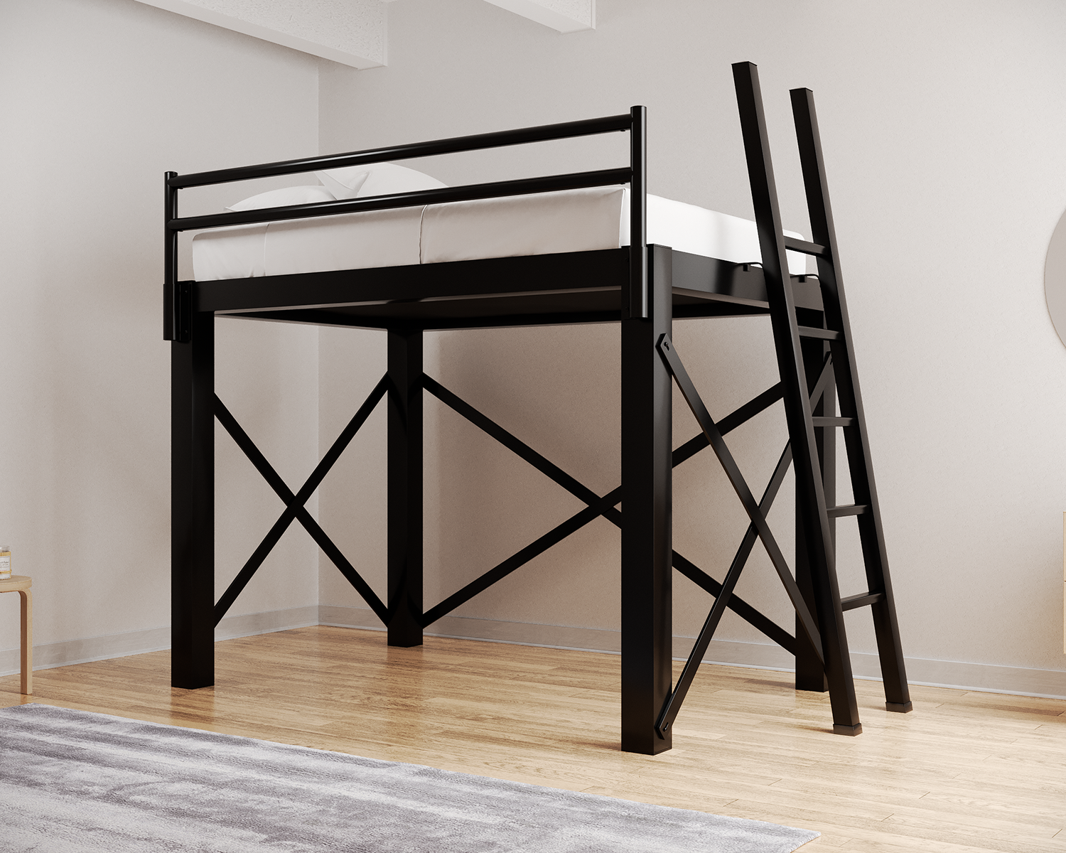 Full Loft Bed Black Ladder