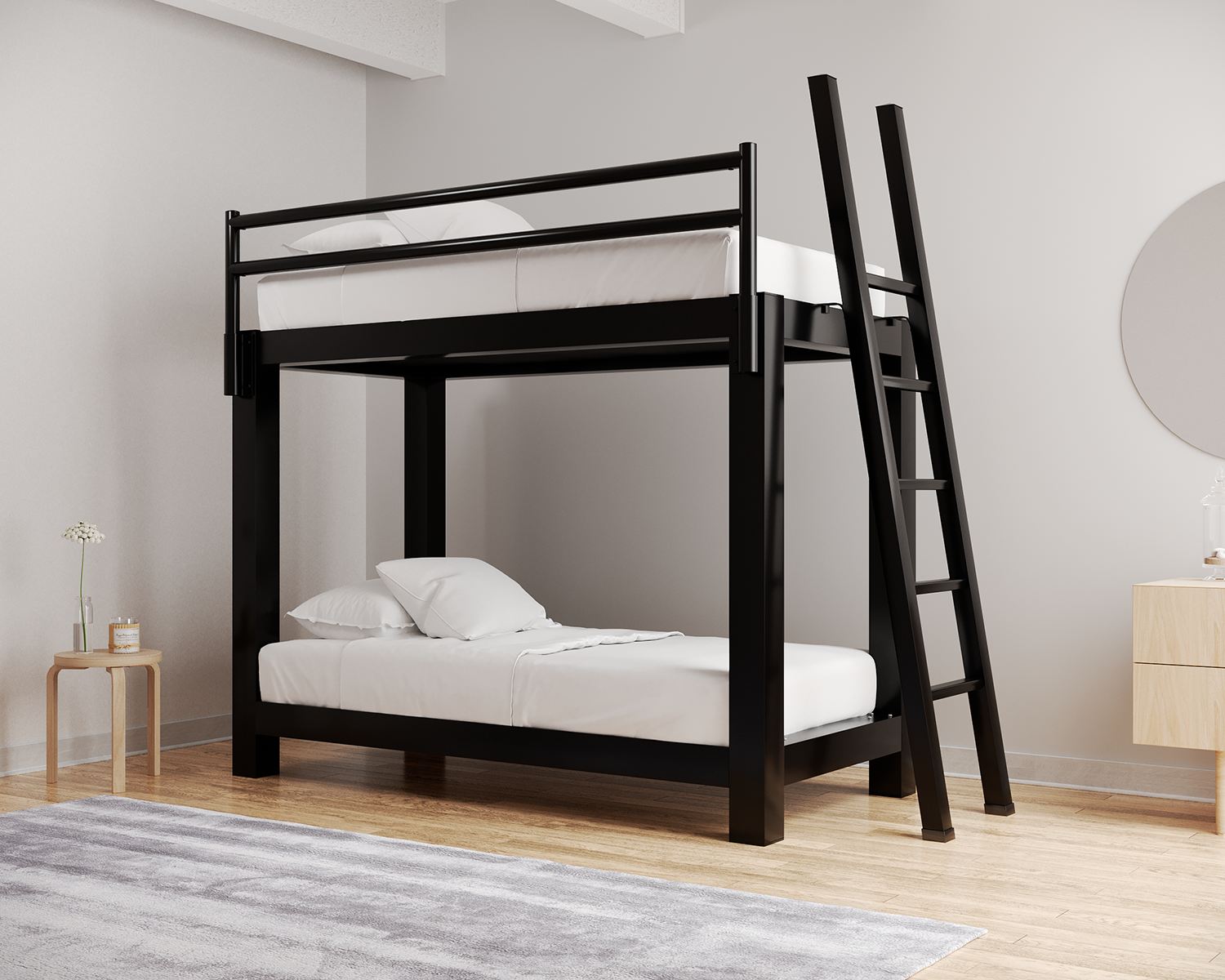Twin Bunk Bed Black Ladder