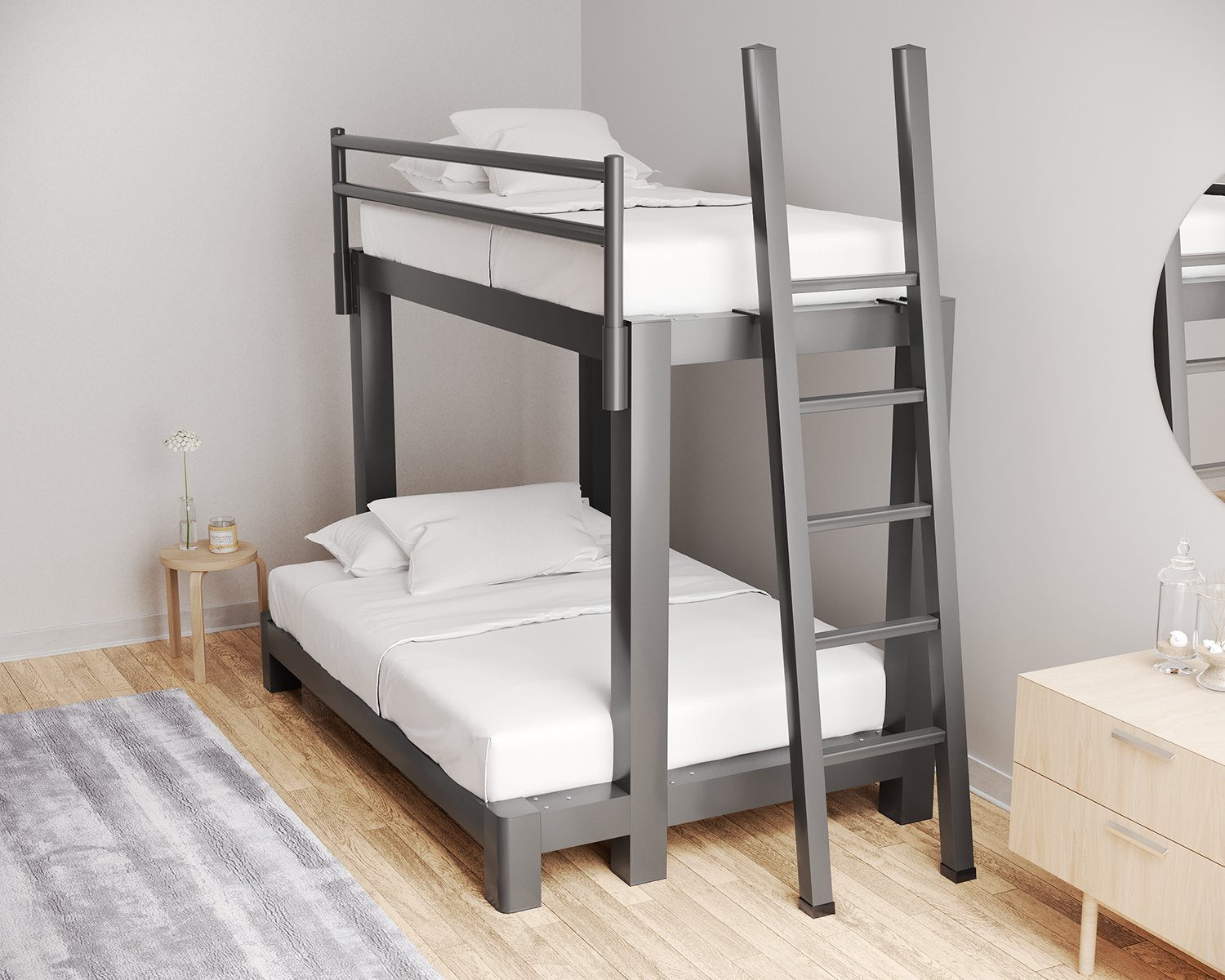 Twin Over Full Bunk Bed Charcoal Ladder