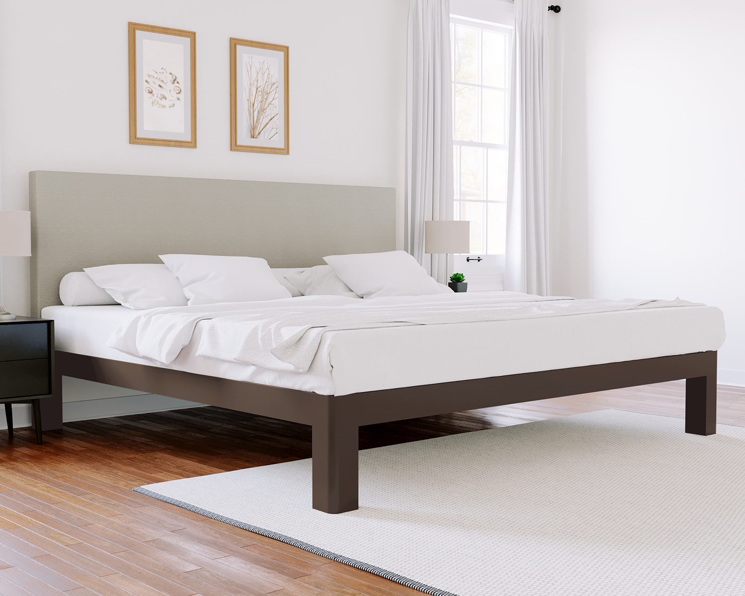 Alberta King Platform Bed Bronze Light Gray