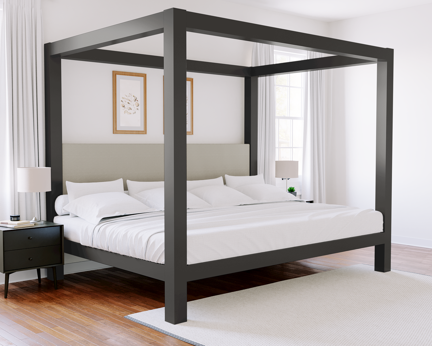 Florida King Canopy Bed Charcoal Light Gray