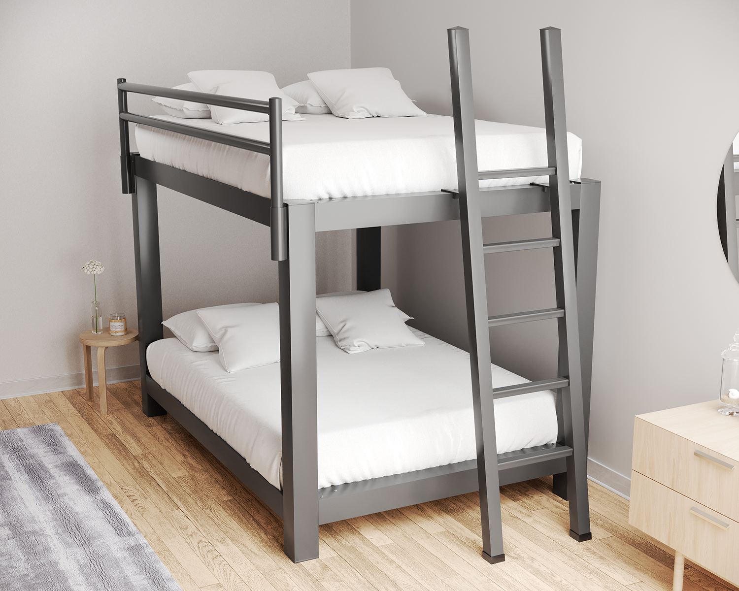 Queen Bunk Bed Charcoal Ladder