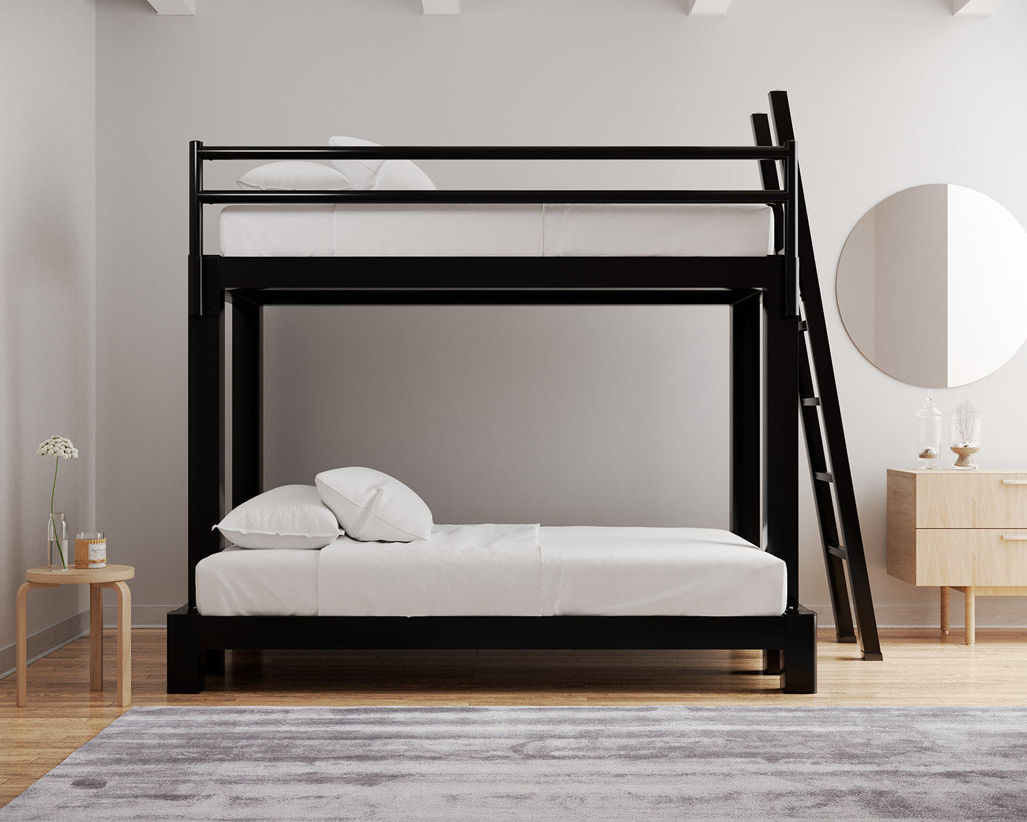 Twin Xl Over Full Xl Bunk Bed Black Ladder
