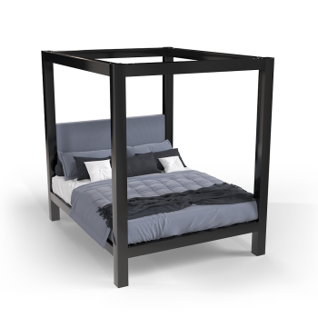 Black California king size metal four poster Canopy Bed