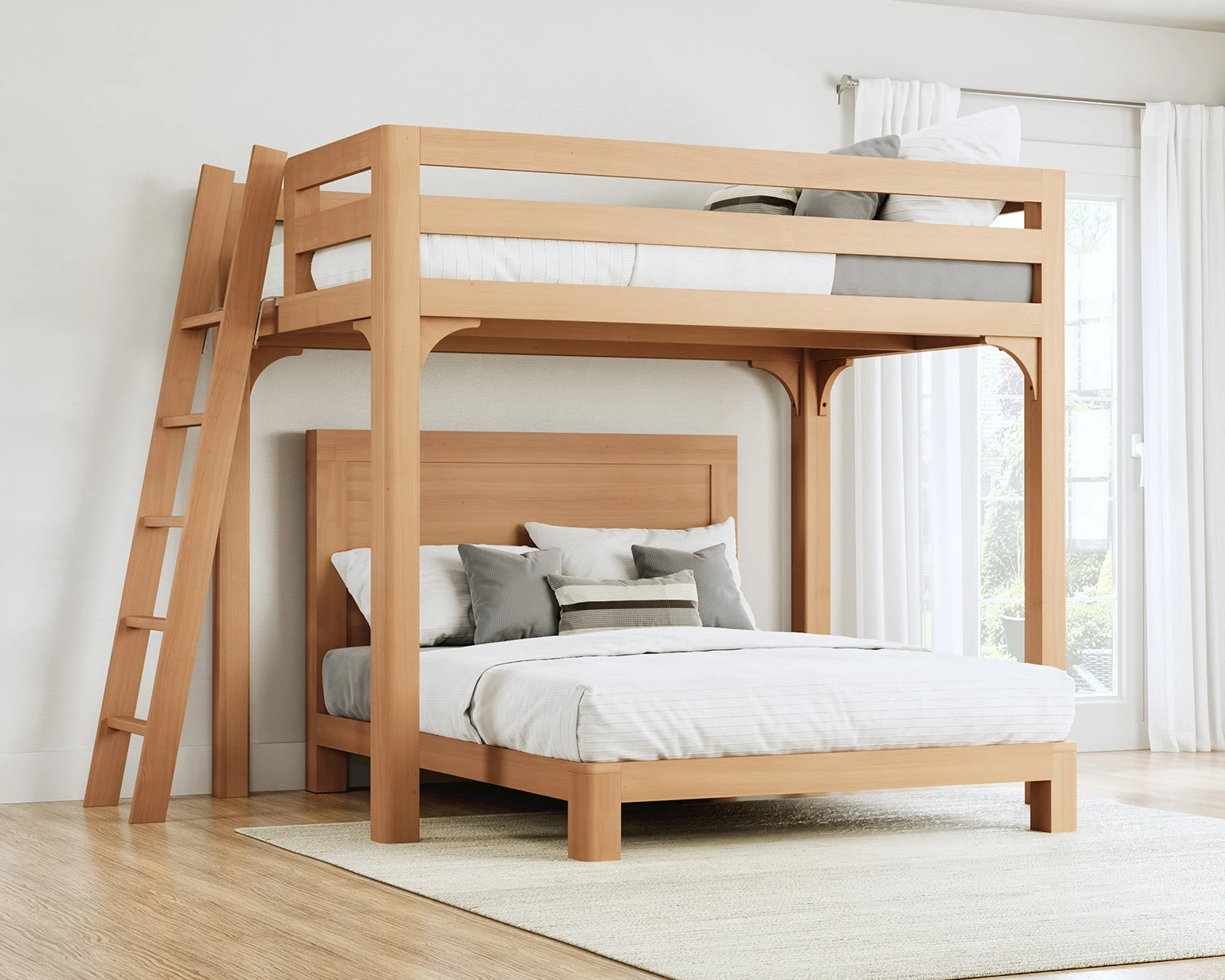 Wood L Shaped Bunk Bed