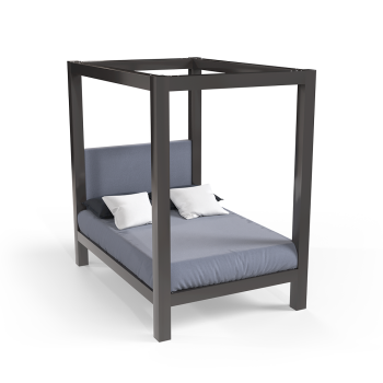 Charcoal Queen size metal four poster Canopy Bed