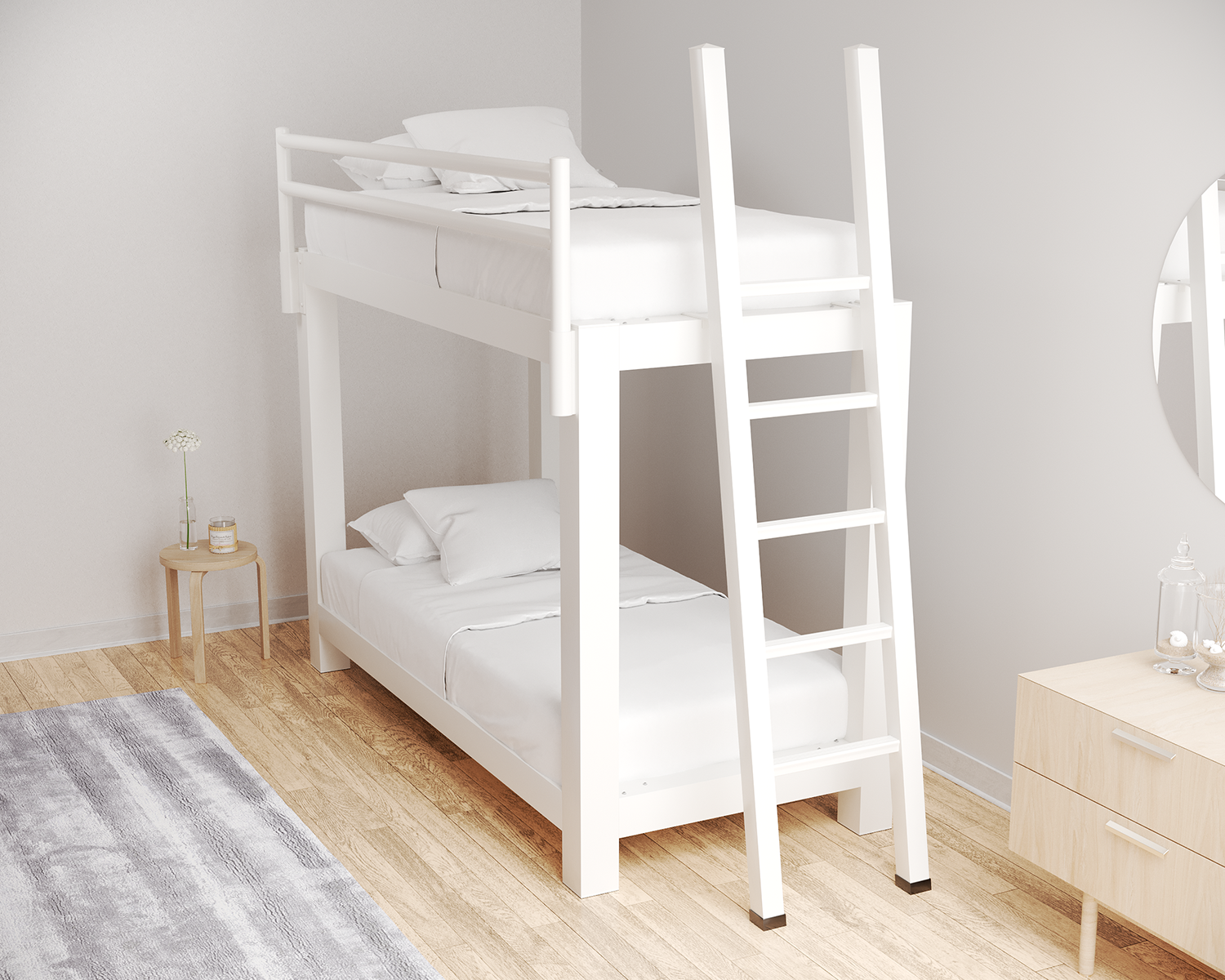 Twin Xl Bunk Bed White Ladder