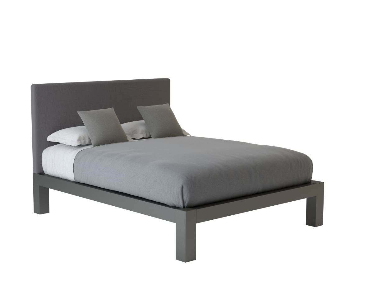 A charcoal queen size platform Standard Bed