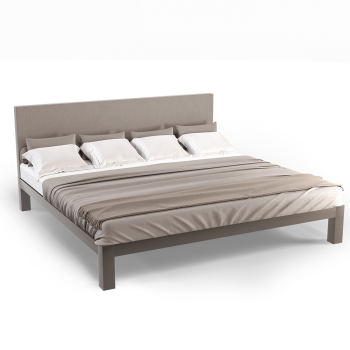 A light bronze colored Alaskan King size metal platform bed