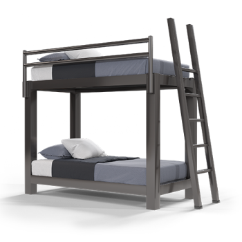 Twin Over Twin Adult Bunk Bed in Charcoal - Size 300x300