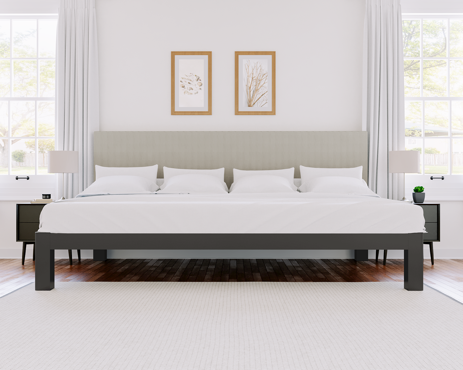 Florida King Platform Bed Charcoal Light Gray