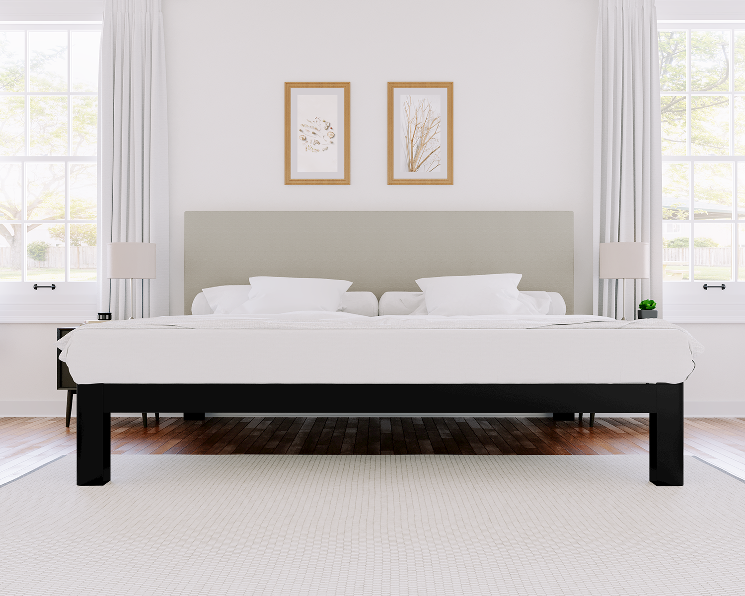 Alberta King Platform Bed Black Light Gray