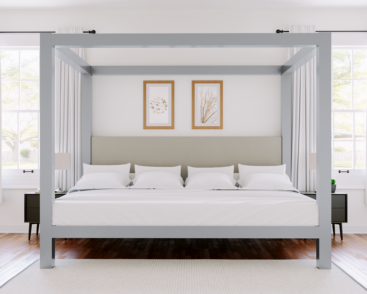 Florida King Canopy Bed Gray Light Gray