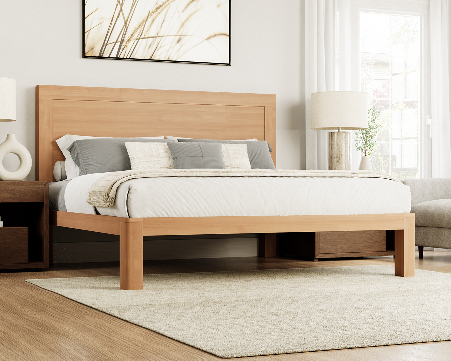 King Wood Platform Bed All Wood