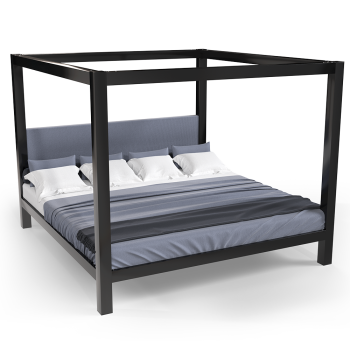 Black Alaskan King size metal four poster Canopy Bed