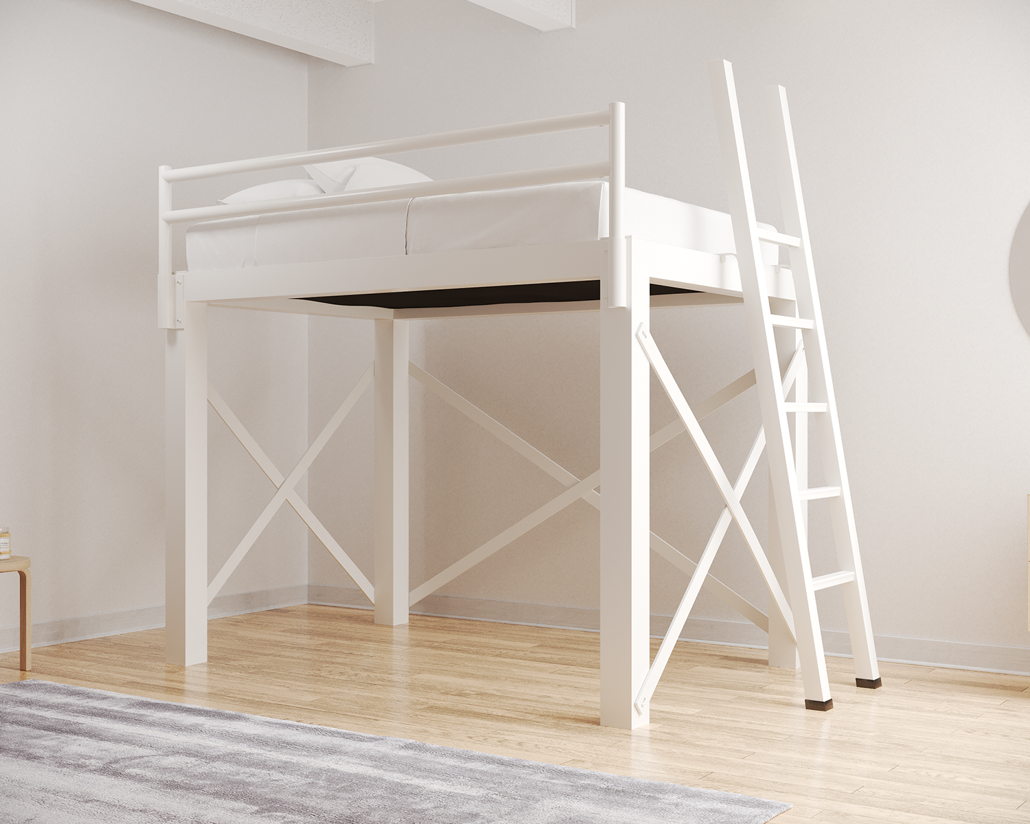 Full Loft Bed White Ladder
