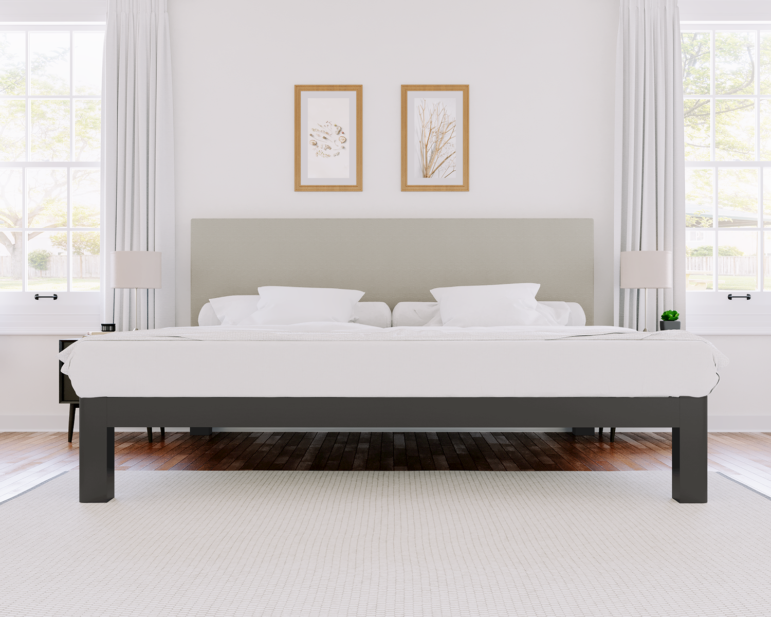 Alberta King Platform Bed Charcoal Light Gray