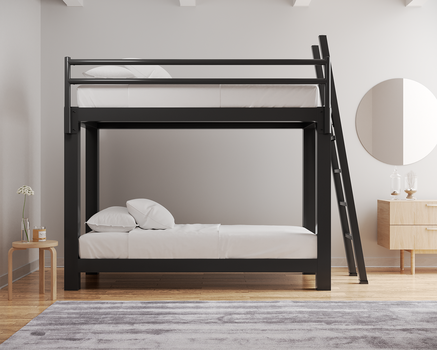 Twin Xl Bunk Bed Charcoal Ladder