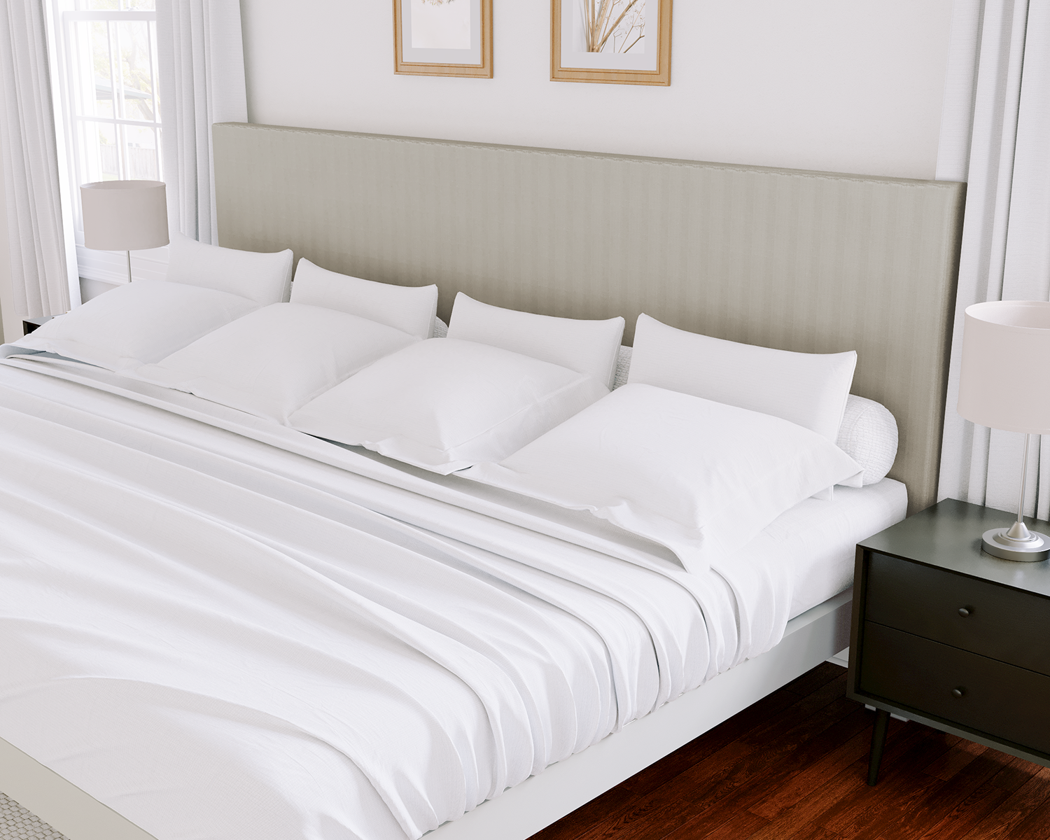 Florida King Platform Bed White Light Gray