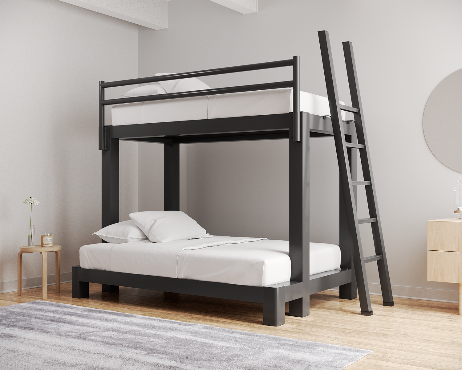 Twin Over Full Bunk Bed Charcoal Ladder