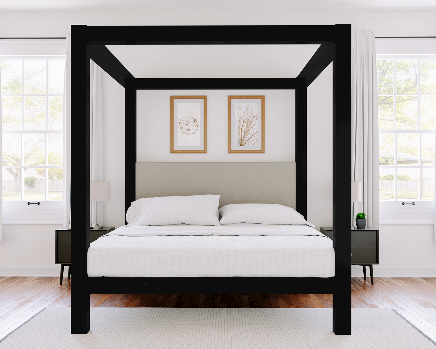 Texas King Canopy Bed Black Light Gray