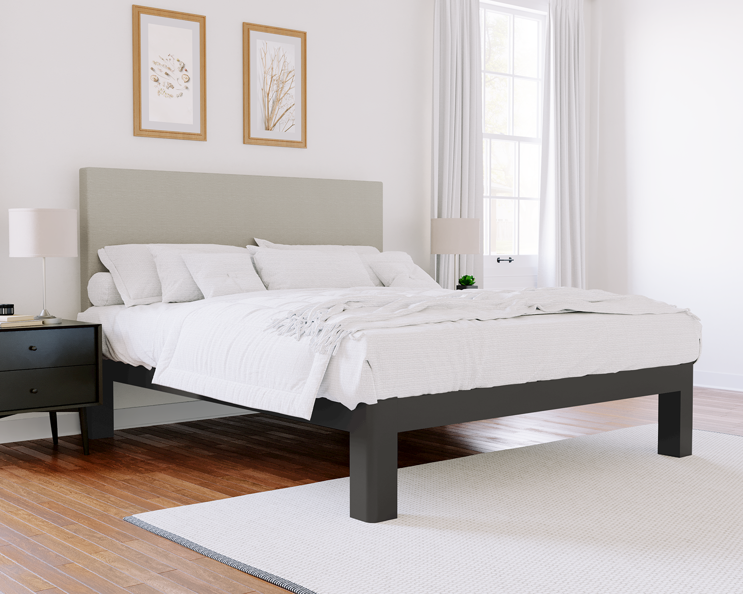 California King Platform Bed Charcoal Light Gray