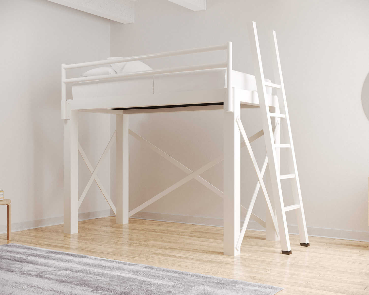 Twin Xl Loft Bed White Ladder