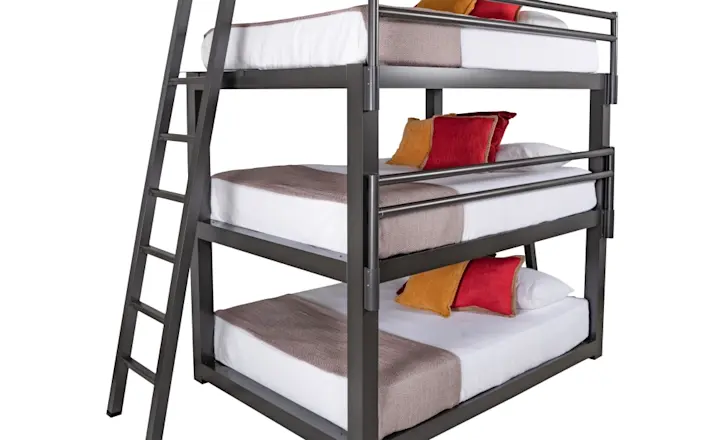 A solo product image of our charcoal Queen Triple Bunk Bed