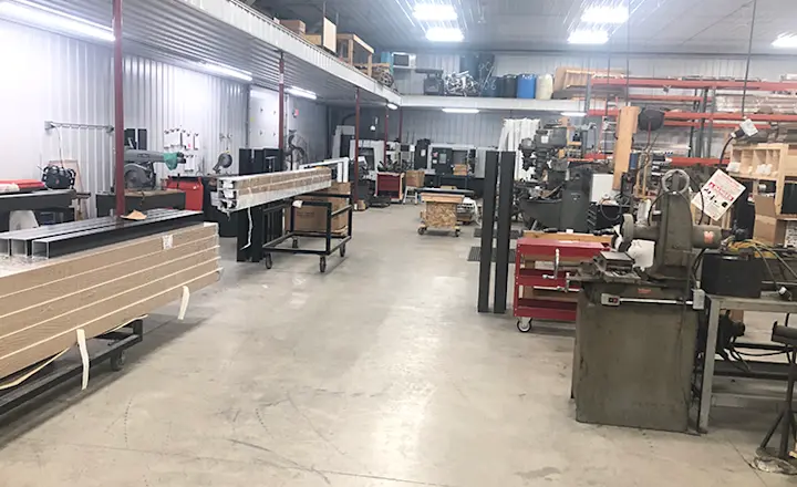 A floor-level shot of the interior of the RPF Manufacturing factory in Ohio.