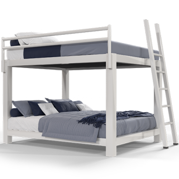 A white California King Over California King Adult Bunk Bed
