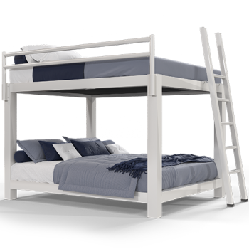 A white California King Over California King Adult Bunk Bed