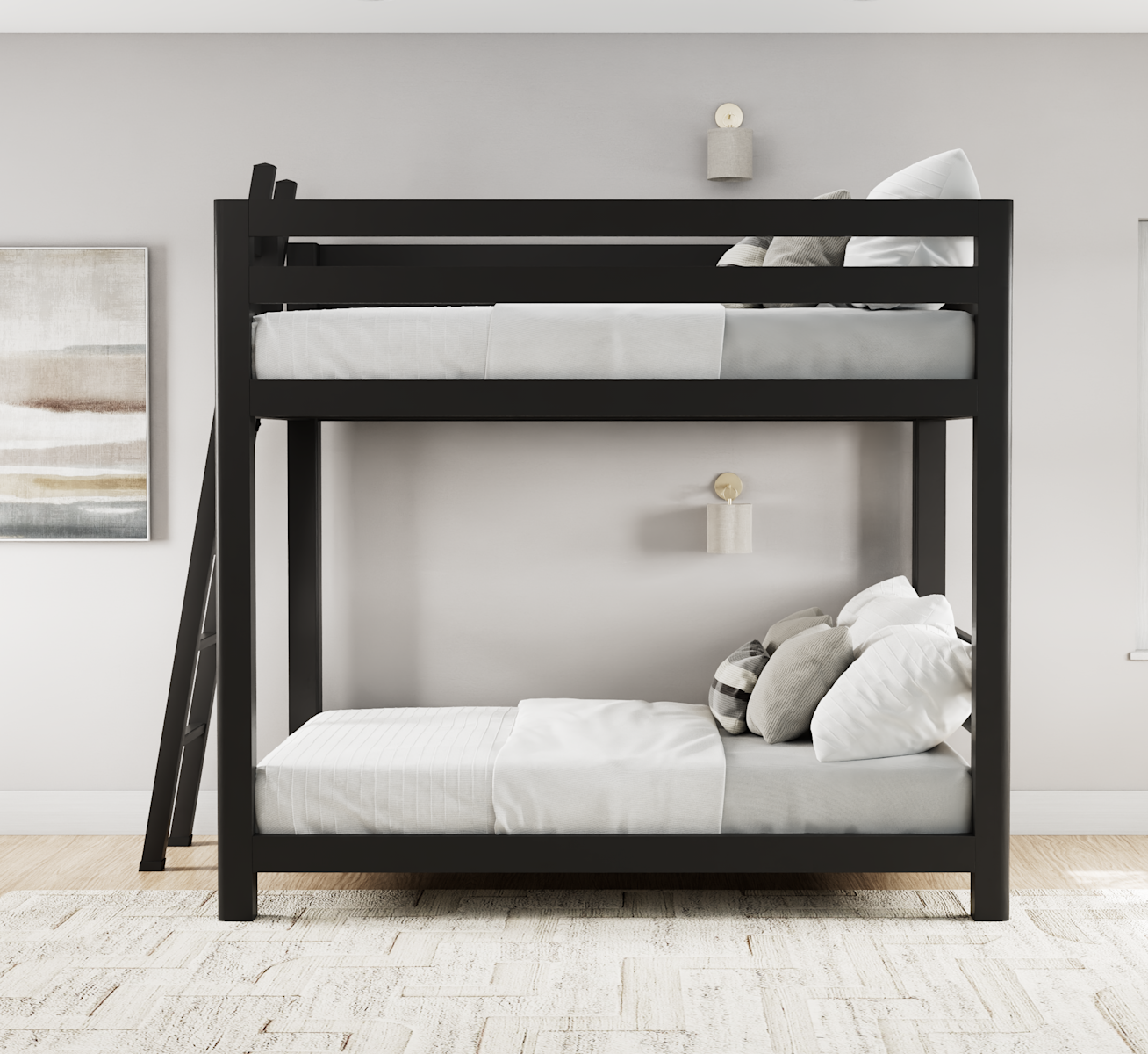 Queen Signature Bunk Bed Charcoal Railsmatch Ladder