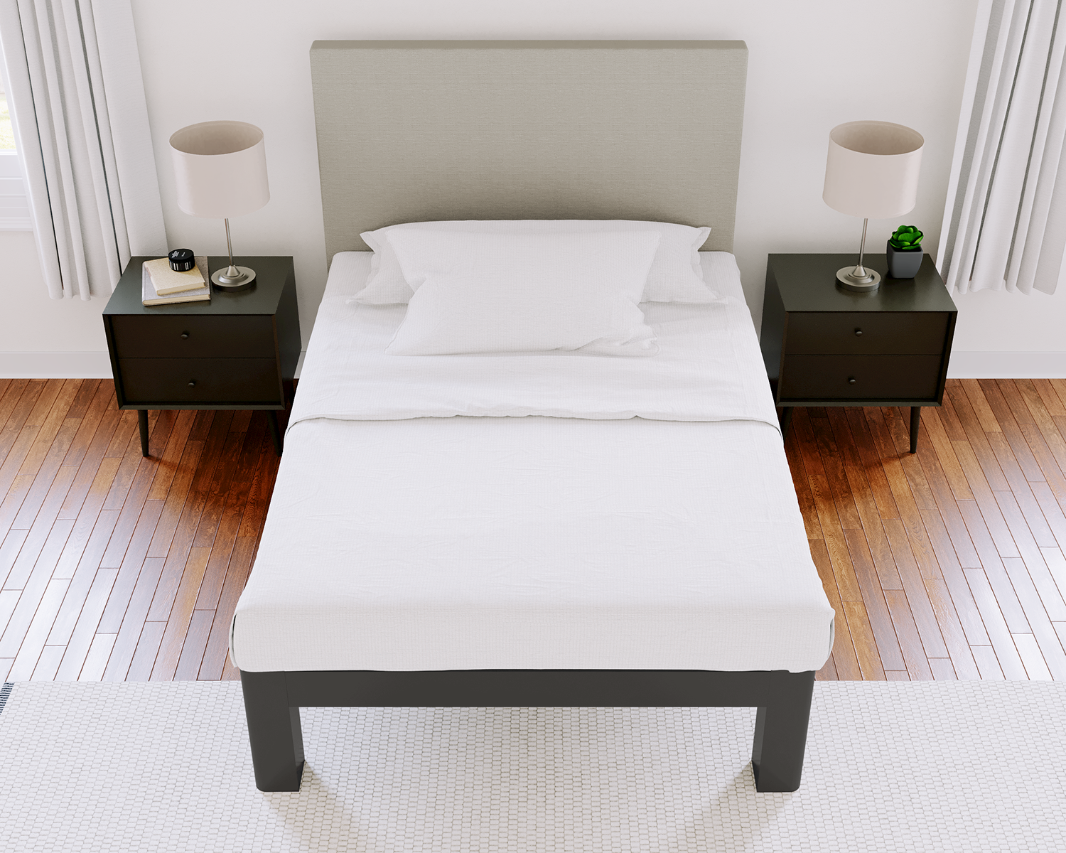 Full Platform Bed Charcoal Light Gray