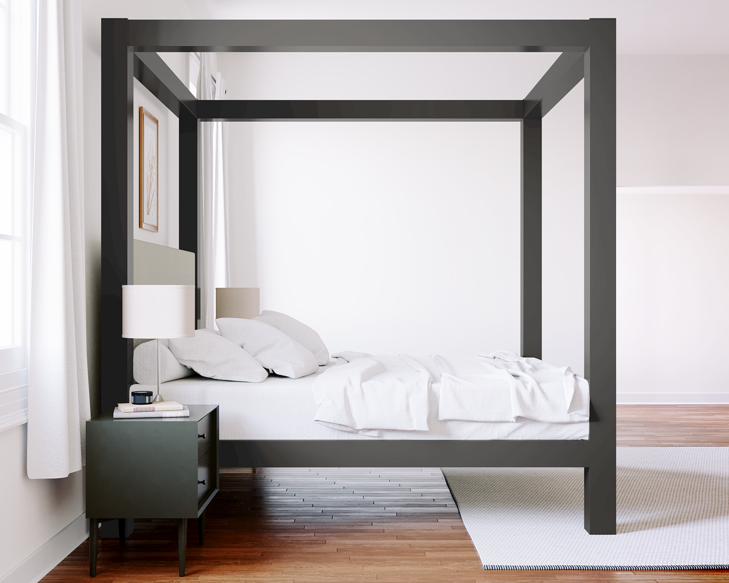 King Canopy Bed Charcoal Light Gray