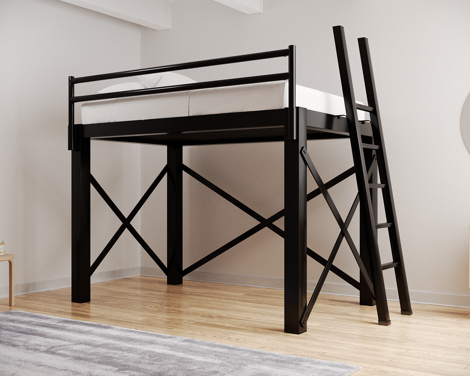 Full Xl Loft Bed Black Ladder