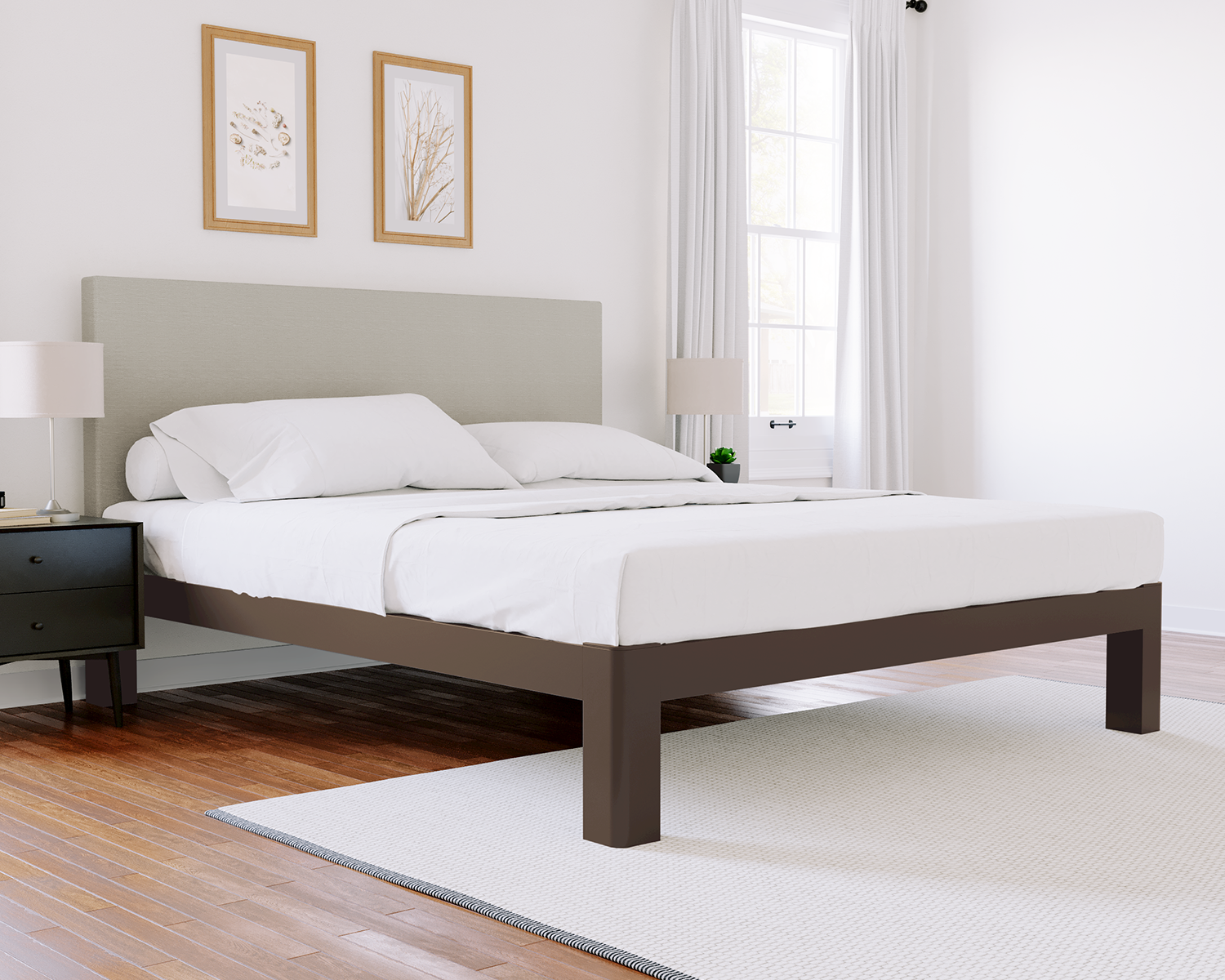 Texas King Platform Bed Bronze Light Gray