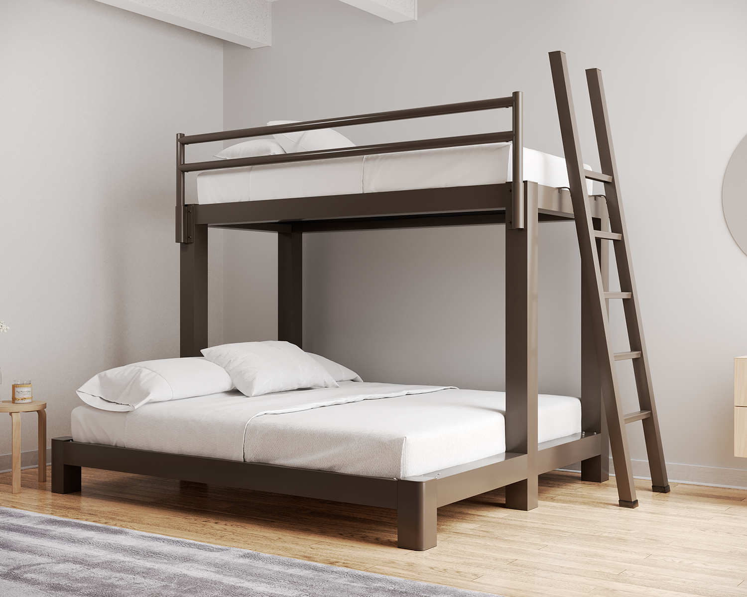 Twin Over King Bunk Bed Bronze Ladder