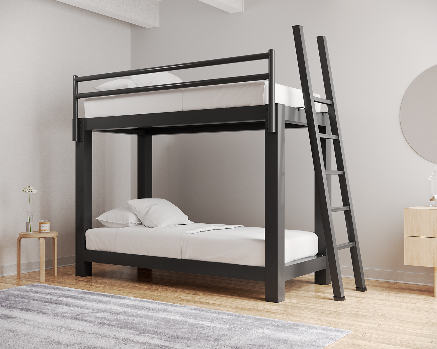 Twin Xl Bunk Bed Charcoal Ladder