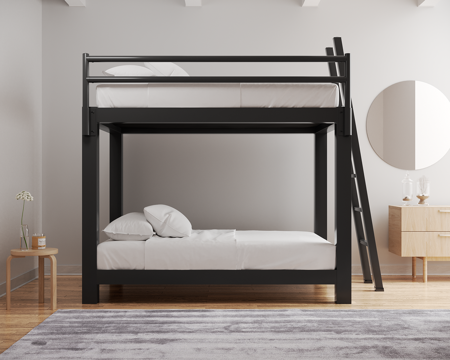 Full Bunk Bed Charcoal Ladder