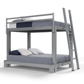 A light gray Full XL Over Queen Adult Bunk Bed