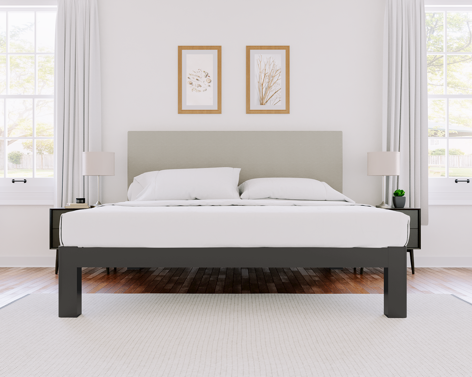 Texas King Platform Bed Charcoal Light Gray