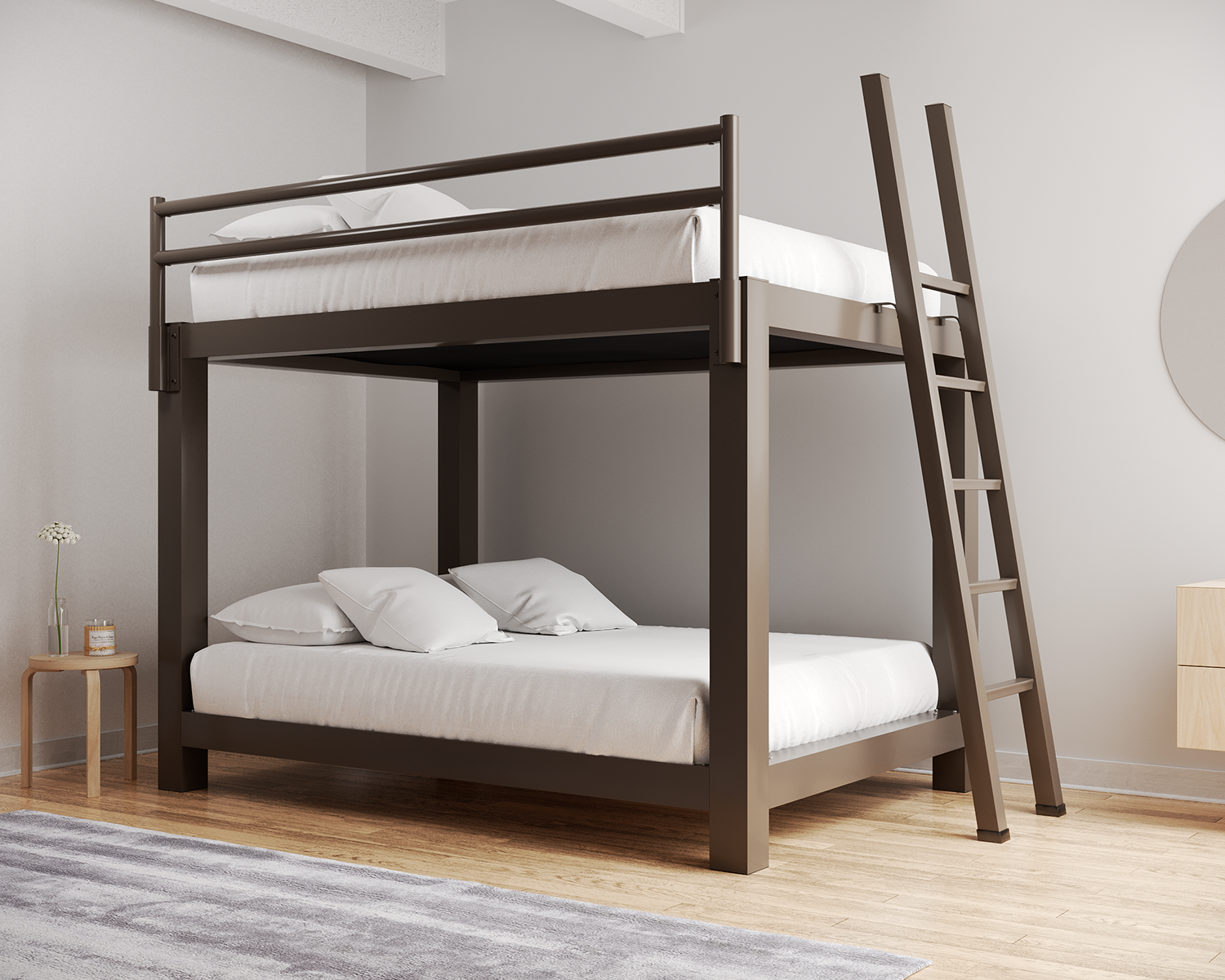 Queen Bunk Bed Bronze Ladder