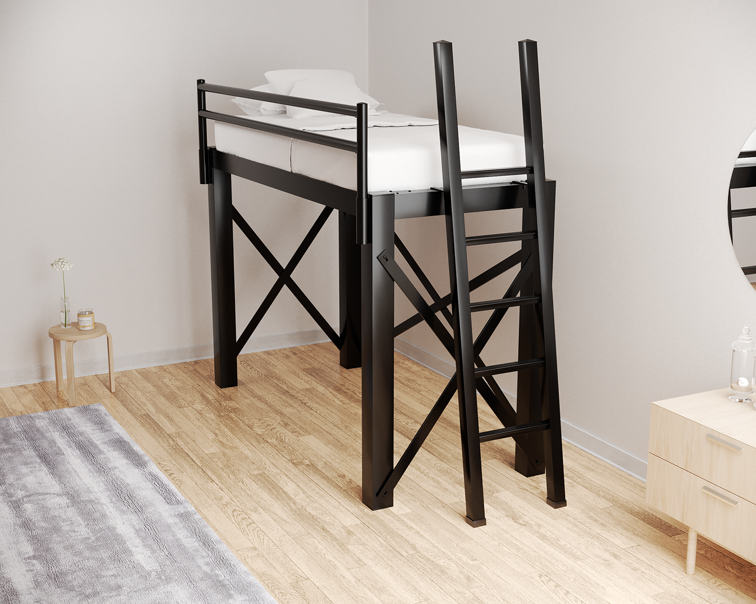 Twin Xl Loft Bed Black Ladder