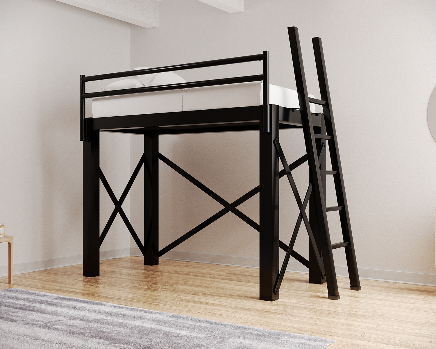 Twin Loft Bed Black Ladder