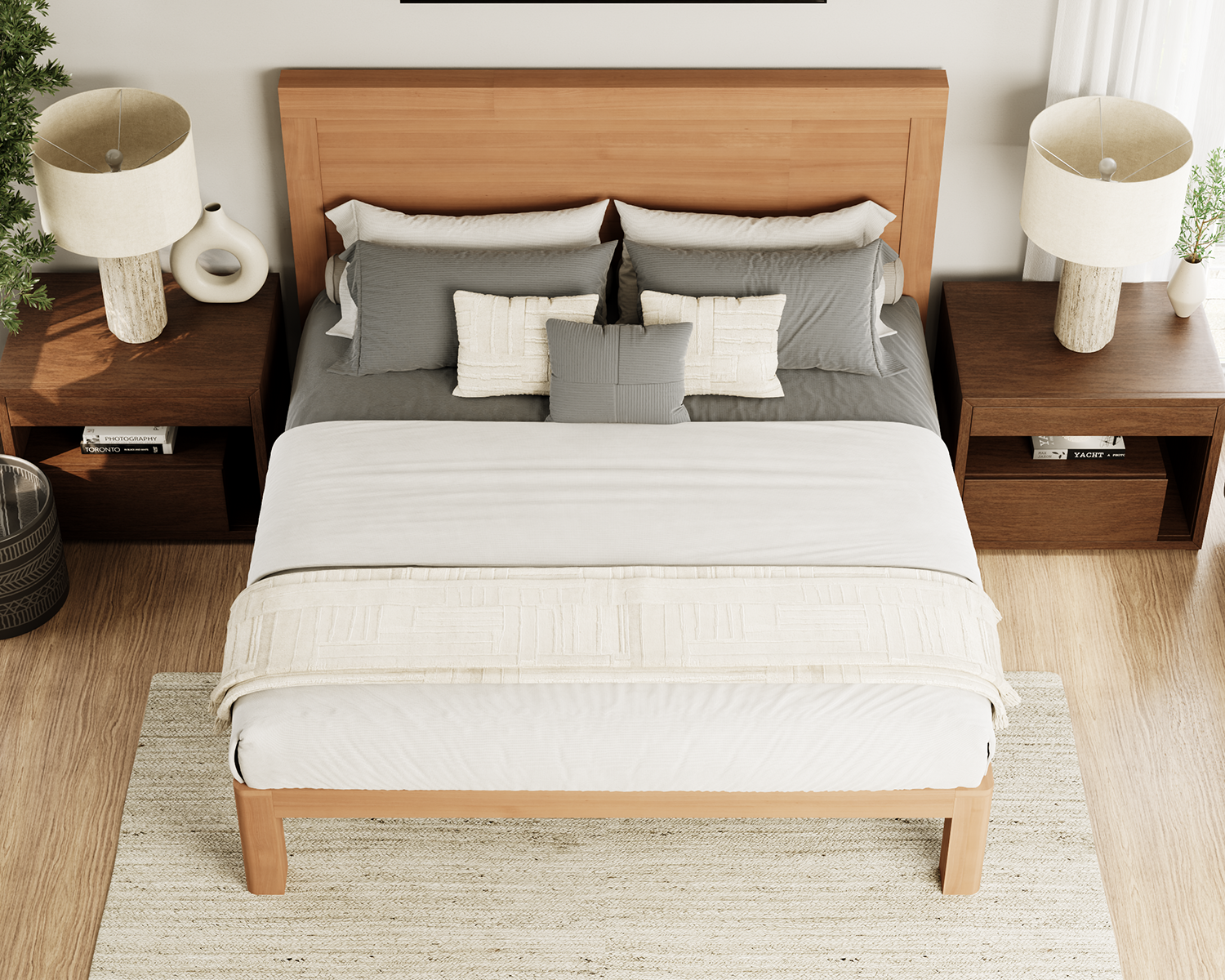 King Wood Platform Bed All Wood