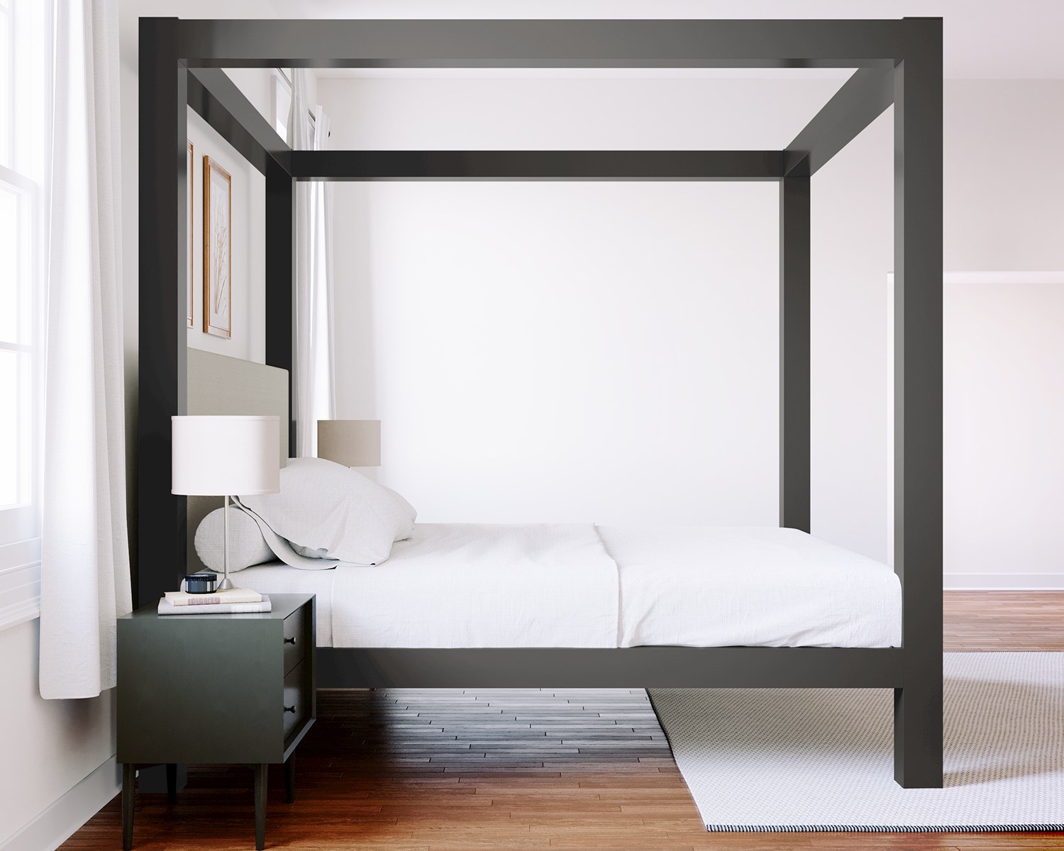 Wyoming King Canopy Bed Charcoal Light Gray