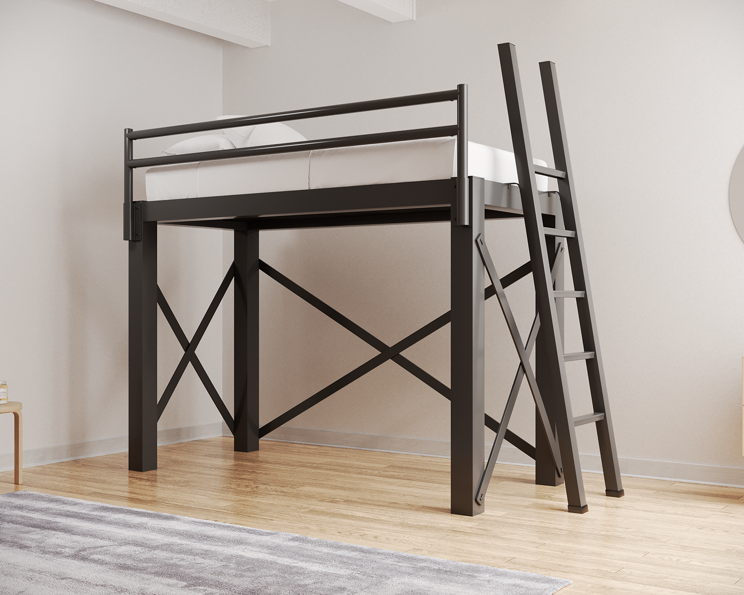 Twin Xl Loft Bed Charcoal Ladder