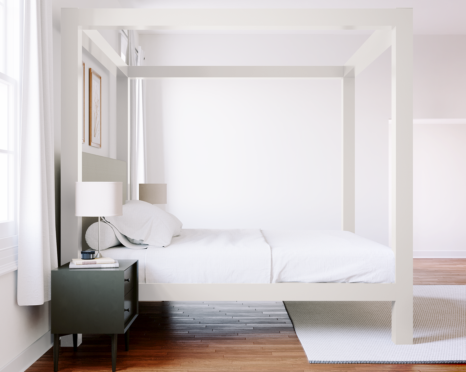 Wyoming King Canopy Bed White Light Gray